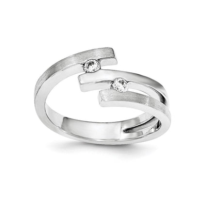Sterlingsilber Gebürstet und Poliert Zirkonia Ring (size 7 Nur)