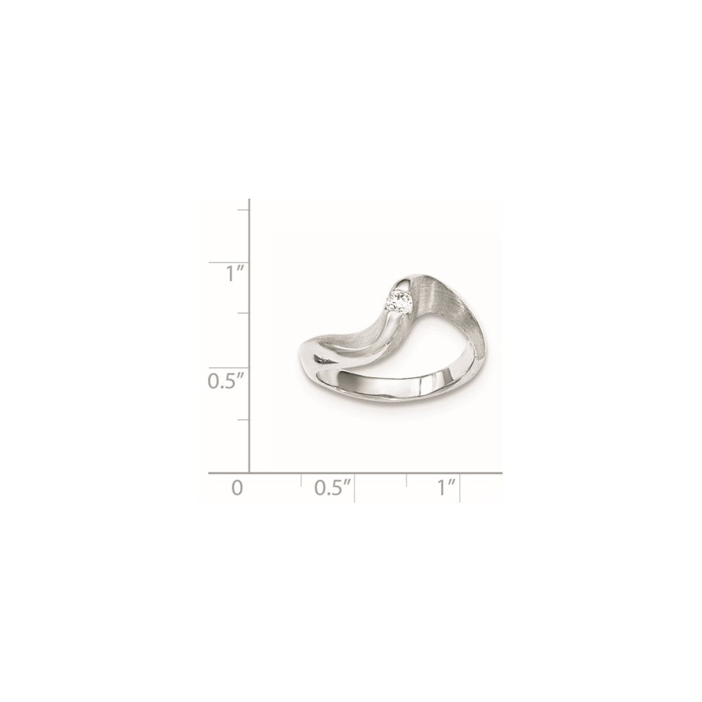 Sterlingsilber Gebürstet und Poliert Zirkonia Ring