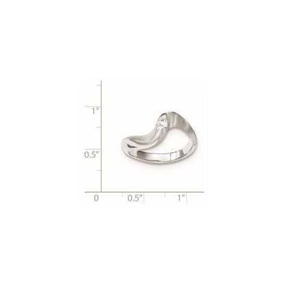 Sterlingsilber Gebürstet und Poliert Zirkonia Ring