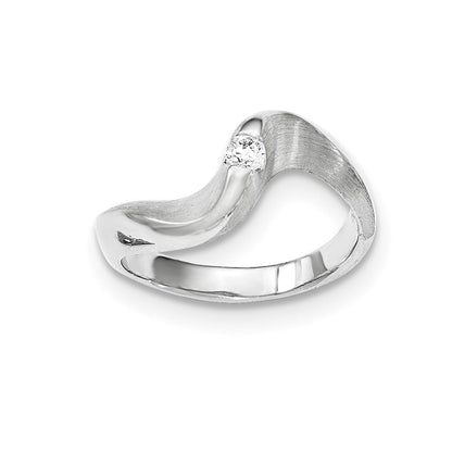 Sterlingsilber Gebürstet und Poliert Zirkonia Ring