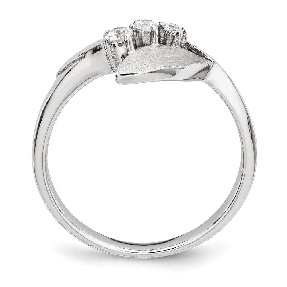 Sterlingsilber Poliert und Gebürstet Zirkonia Ring