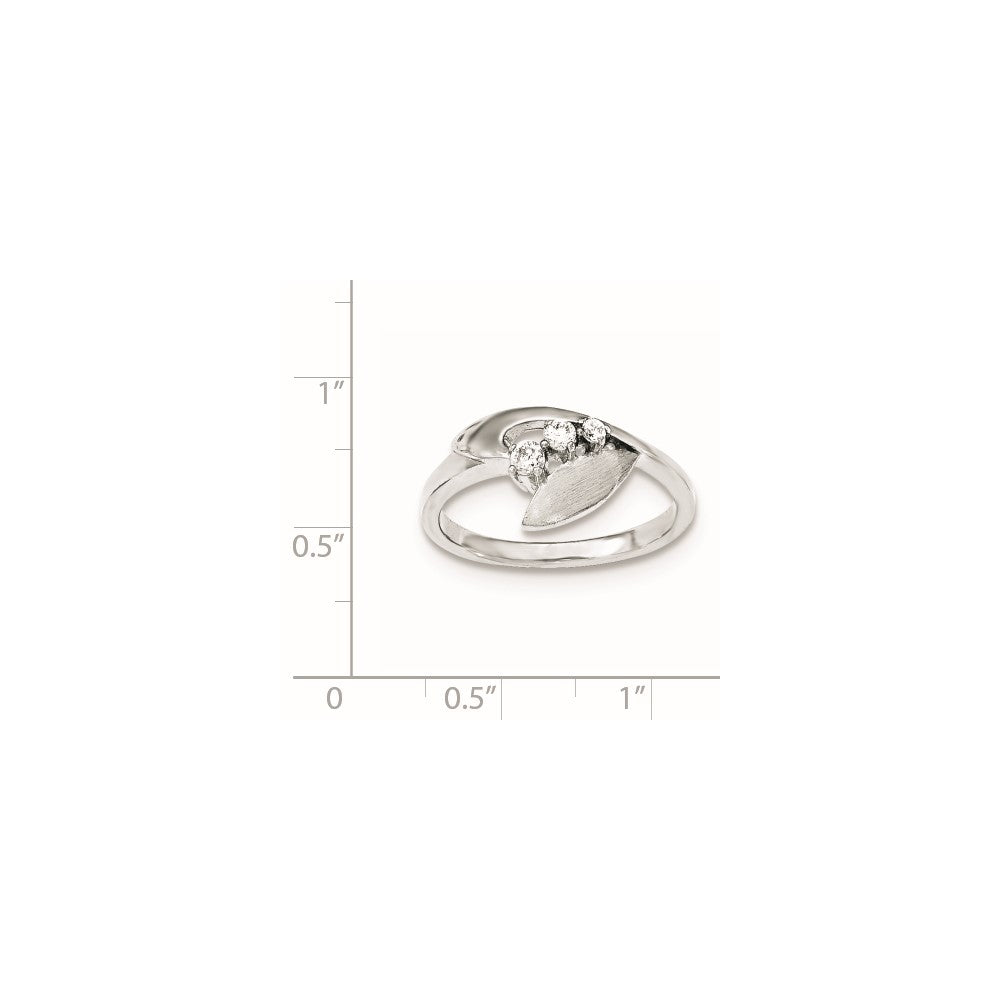 Sterlingsilber Poliert und Gebürstet Zirkonia Ring