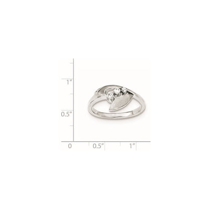 Sterlingsilber Poliert und Gebürstet Zirkonia Ring