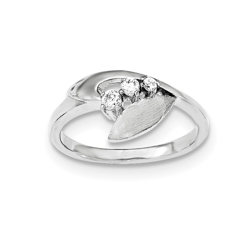 Sterlingsilber Poliert und Gebürstet Zirkonia Ring