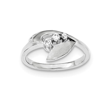Sterlingsilber Poliert und Gebürstet Zirkonia Ring