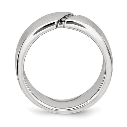 Sterlingsilber Gebürstet Zirkonia Ring