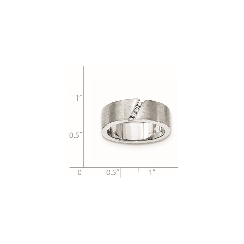 Sterlingsilber Gebürstet Zirkonia Ring