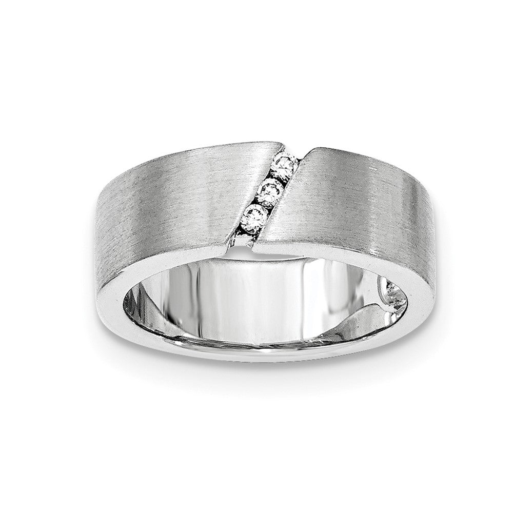 Sterlingsilber Gebürstet Zirkonia Ring