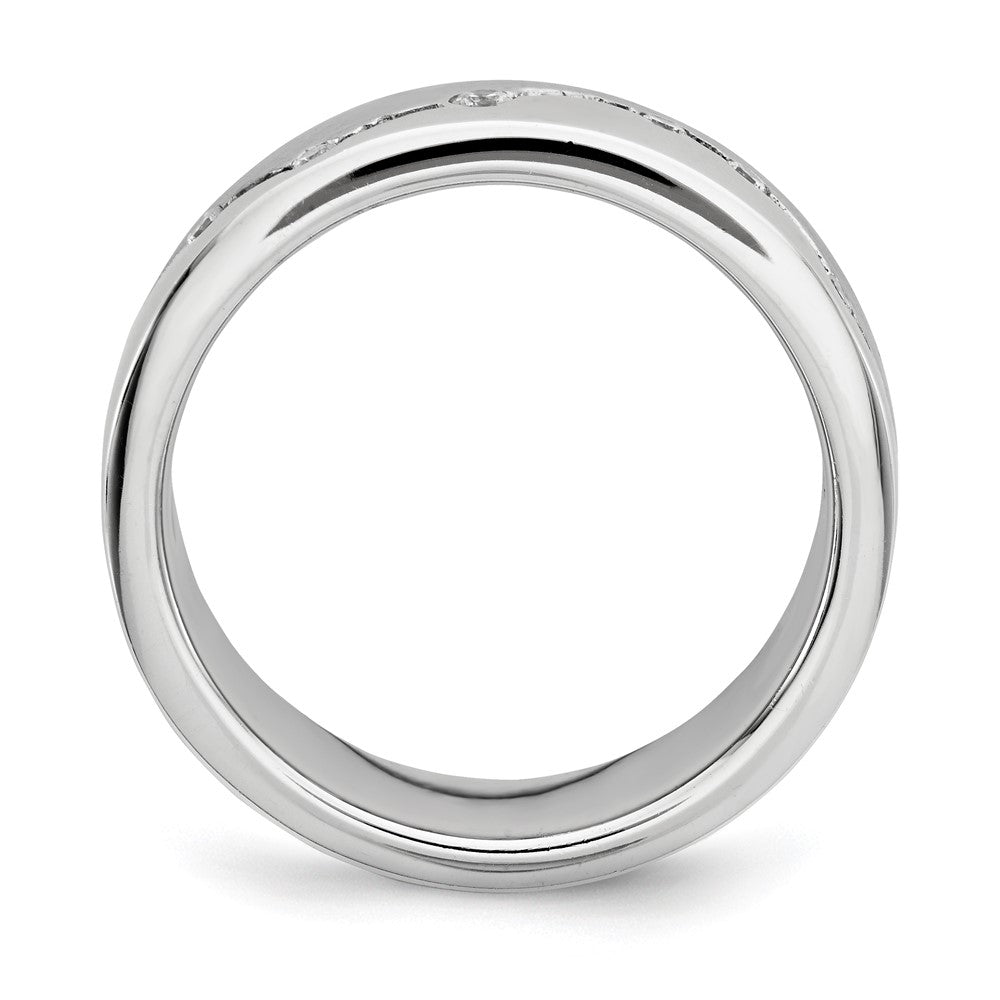 Sterlingsilber Gebürstet und Poliert Zirkonia Ring