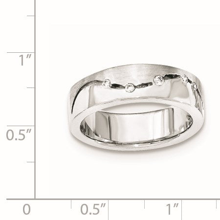Sterlingsilber Gebürstet und Poliert Zirkonia Ring