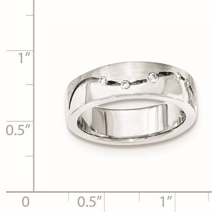 Sterlingsilber Gebürstet und Poliert Zirkonia Ring