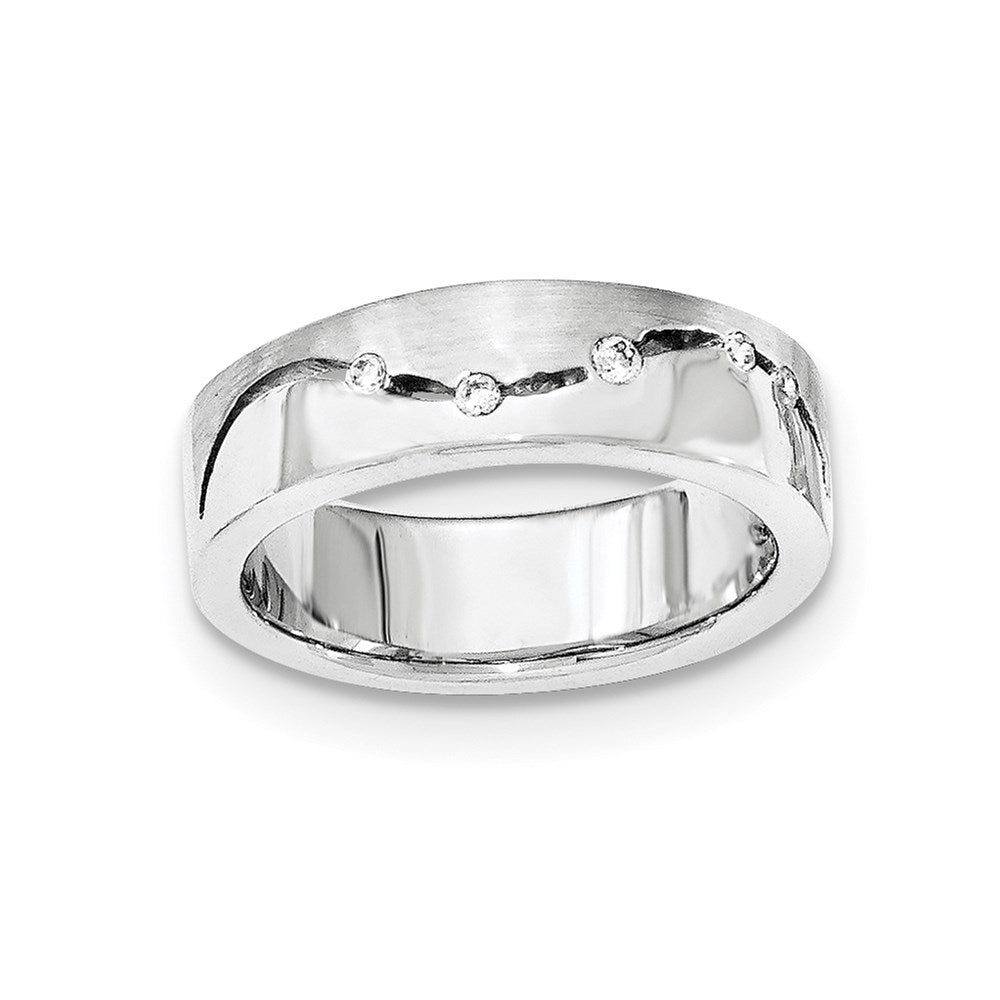 Sterlingsilber Gebürstet und Poliert Zirkonia Ring