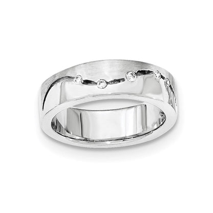 Sterlingsilber Gebürstet und Poliert Zirkonia Ring