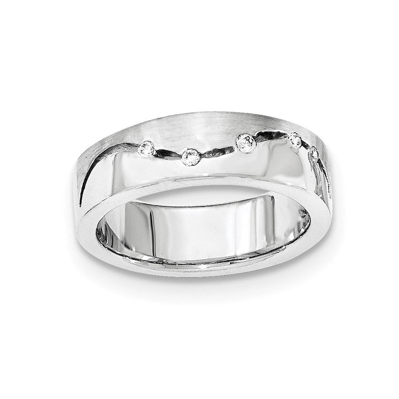 Sterlingsilber Gebürstet und Poliert Zirkonia Ring