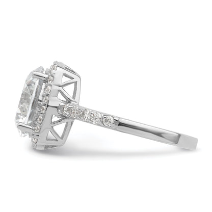Sterlingsilber Rhodiniert Poliert Zirkonia Quadratisch Heiligenschein Ring