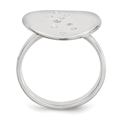 Sterlingsilber Poliert & Satiniert Zirkonia Plättchen Ring