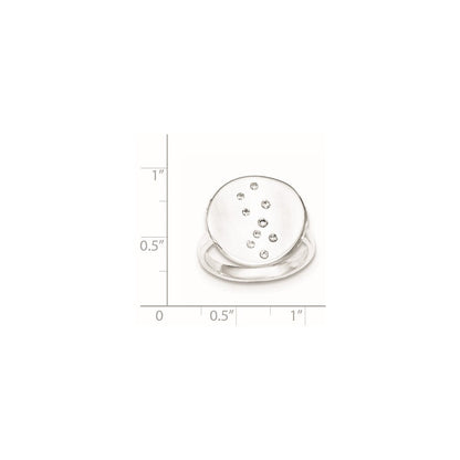 Sterlingsilber Poliert & Satiniert Zirkonia Plättchen Ring