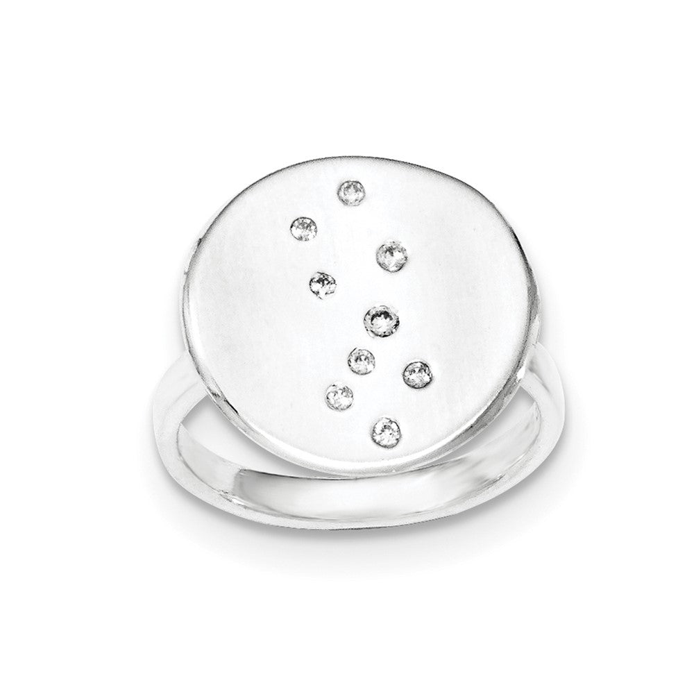Sterlingsilber Poliert & Satiniert Zirkonia Plättchen Ring