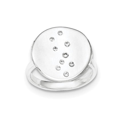 Sterlingsilber Poliert & Satiniert Zirkonia Plättchen Ring