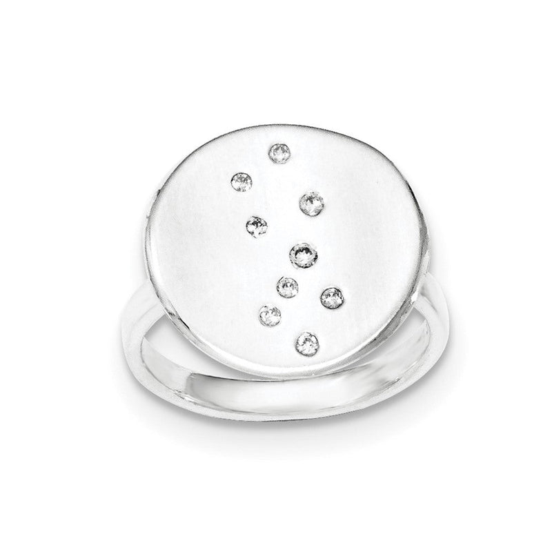 Sterlingsilber Poliert & Satiniert Zirkonia Plättchen Ring
