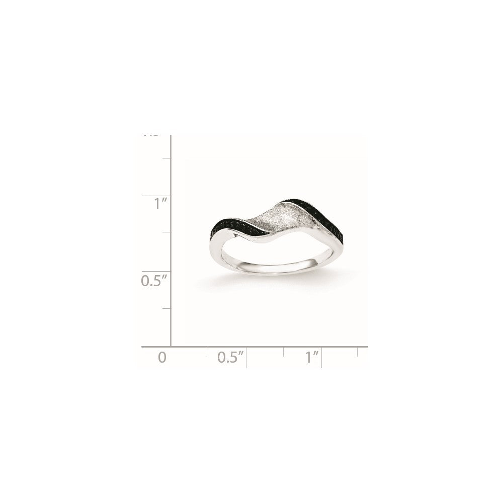 Sterlingsilber & Blk Rhod Poliert Zirkonia Welle Ring