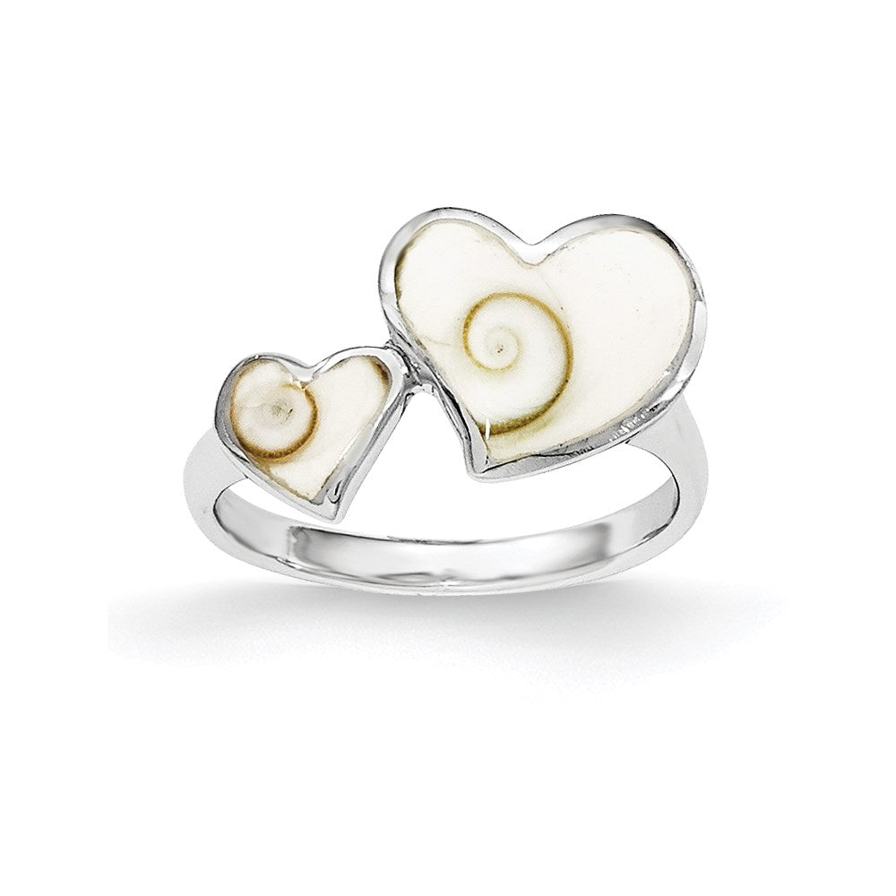 Sterlingsilber Poliert Herzen Shiva Auge Ring (size 6 Nur)
