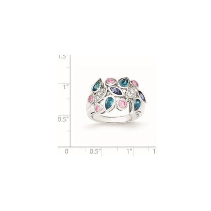Sterlingsilber Rosa & Blau Zirkonia Ring (size 6 Nur)