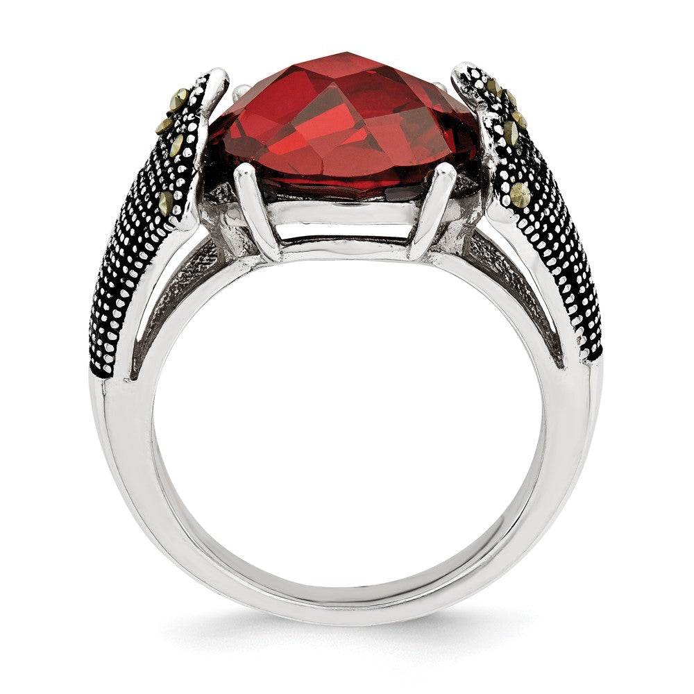 Sterlingsilber Rot Zirkonia und Markasit Ring