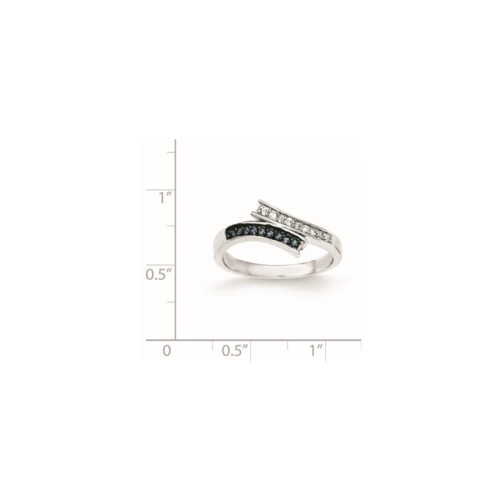 Sterlingsilber Poliert Zirkonia & Blau Glas Stein Ring (size 6 Nur)
