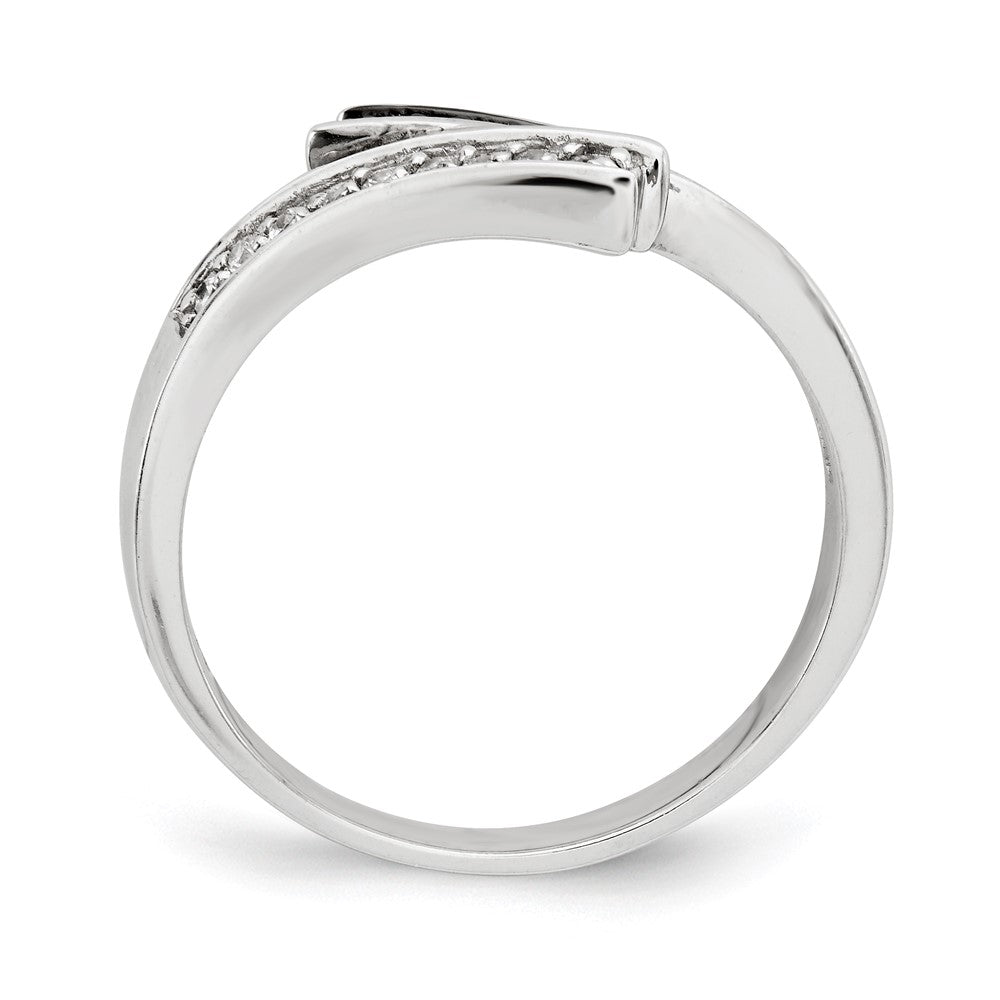 Sterlingsilber Poliert Zirkonia & Rot Glas Stein Ring