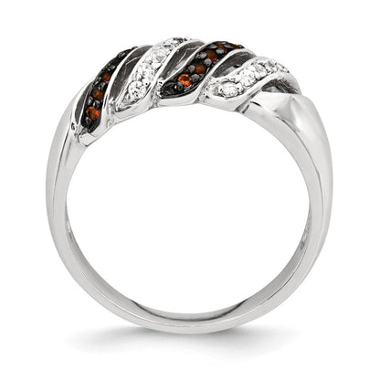 Sterlingsilber Poliert Zirkonia & Rot Glas Stein Ring