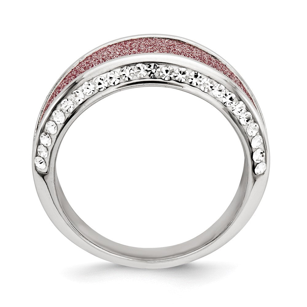 Sterlingsilber Kristall Rosa Lasergraviert Glitzer Texture Ring (size 7 Nur)