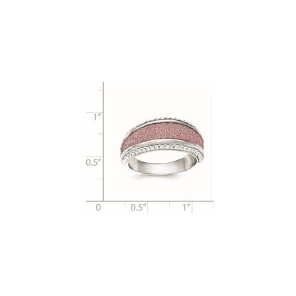 Sterlingsilber Kristall Rosa Lasergraviert Glitzer Texture Ring (size 7 Nur)