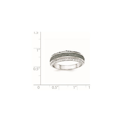 Sterlingsilber Kristall Blau Lasergraviert Glitzer Texture Ring