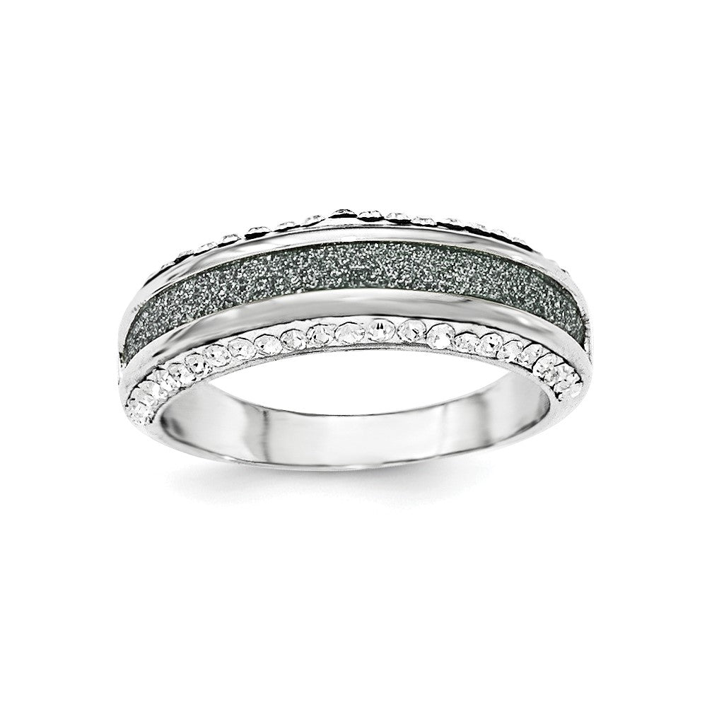 Sterlingsilber Kristall Blau Lasergraviert Glitzer Texture Ring