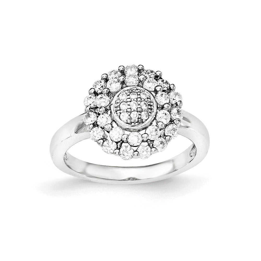 Sterlingsilber Poliert Zirkonia Ring (size 6 Nur)