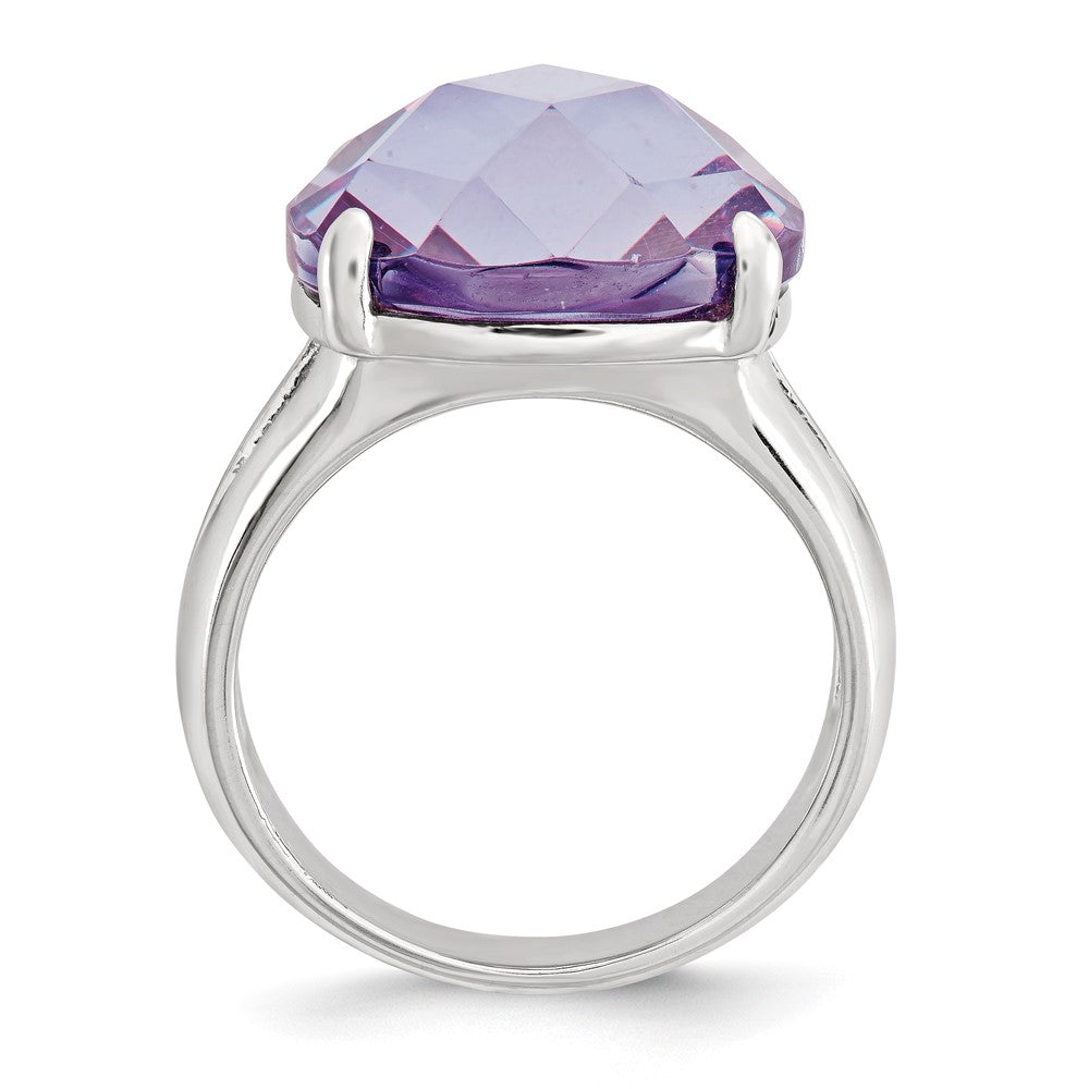Sterlingsilber Lavender Zirkonia Schachbrett Schliff Kissen Ring