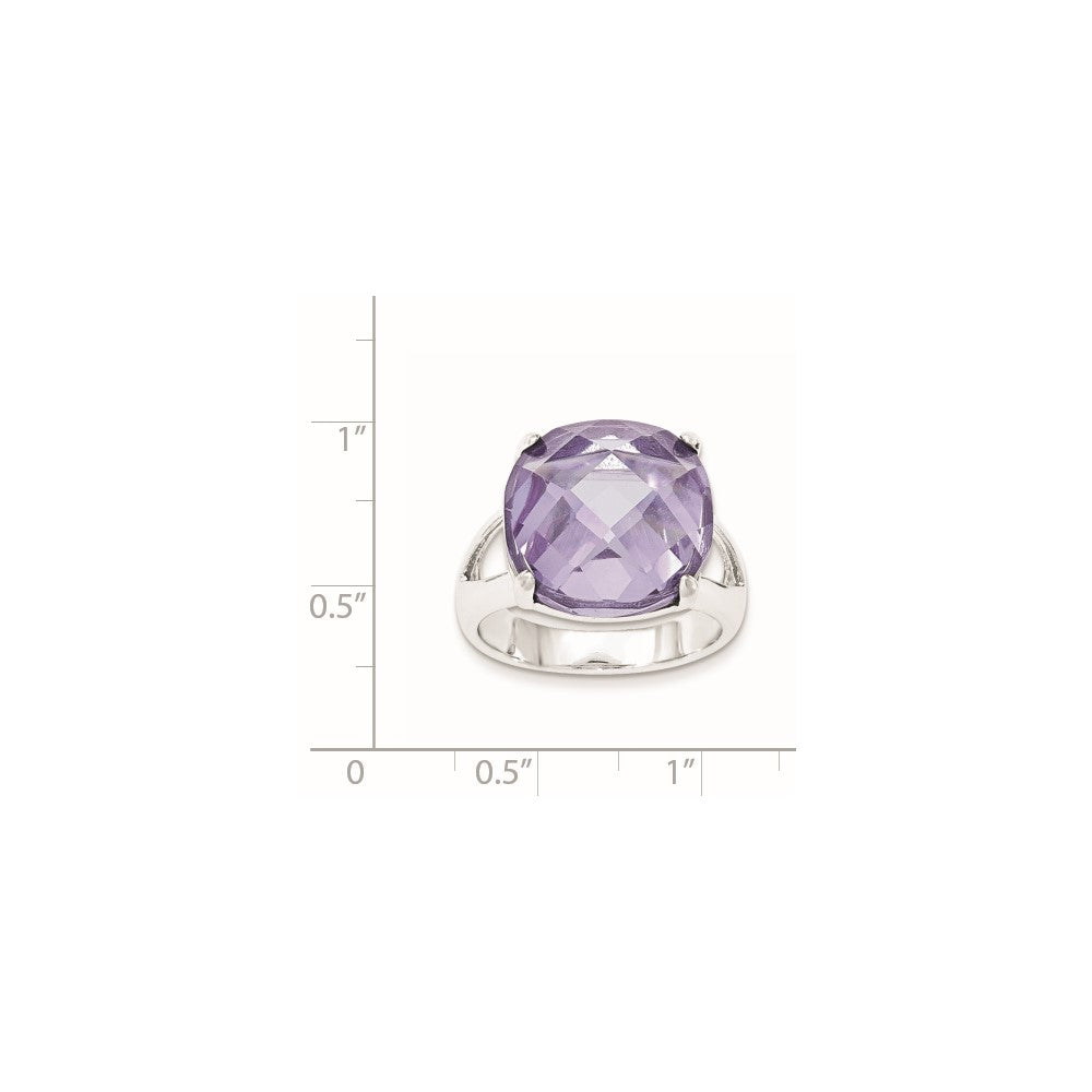 Sterlingsilber Lavender Zirkonia Schachbrett Schliff Kissen Ring