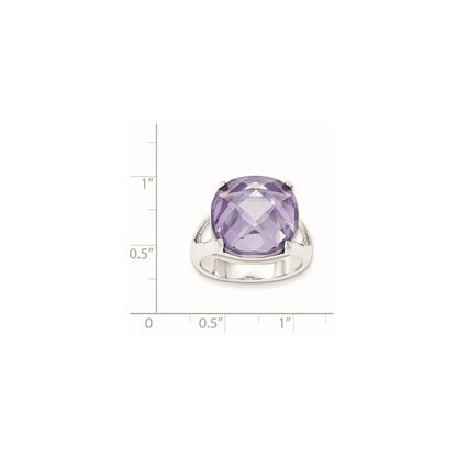 Sterlingsilber Lavender Zirkonia Schachbrett Schliff Kissen Ring