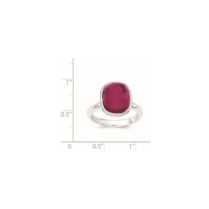 Sterlingsilber Poliert Synthetisch Rot Perle Ring