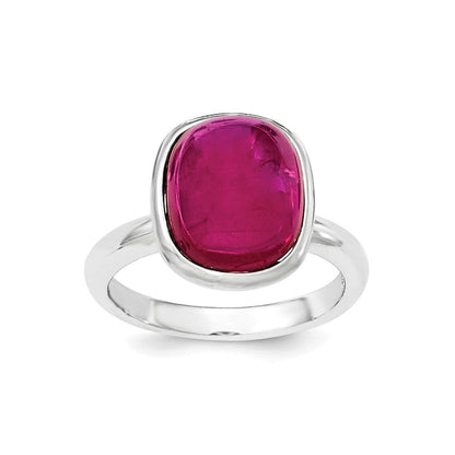 Sterlingsilber Poliert Synthetisch Rot Perle Ring