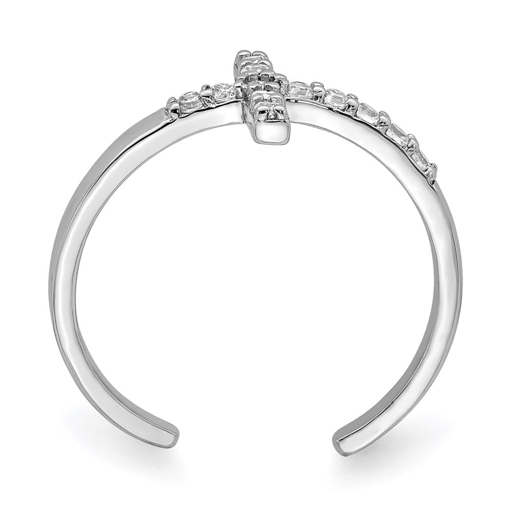Sterlingsilber Rhodiniert Zirkonia Kreuz Zehenring