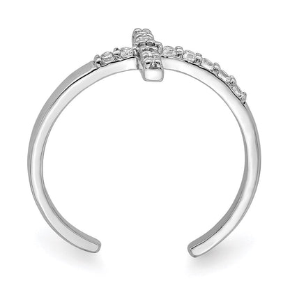 Sterlingsilber Rhodiniert Zirkonia Kreuz Zehenring