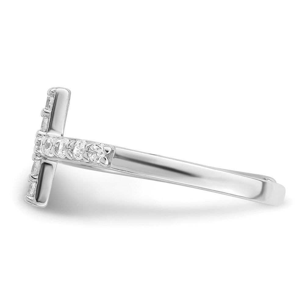 Sterlingsilber Rhodiniert Zirkonia Kreuz Zehenring
