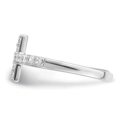 Sterlingsilber Rhodiniert Zirkonia Kreuz Zehenring