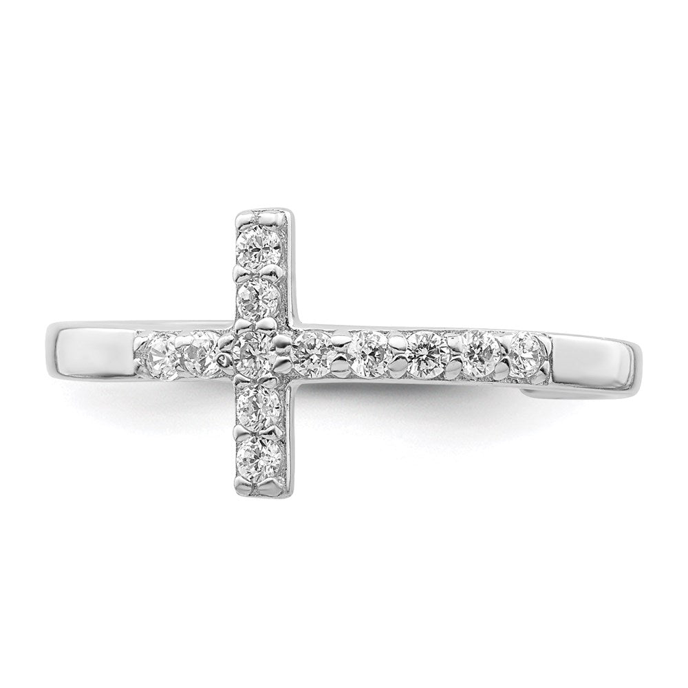 Sterlingsilber Rhodiniert Zirkonia Kreuz Zehenring