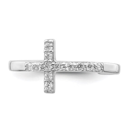 Sterlingsilber Rhodiniert Zirkonia Kreuz Zehenring