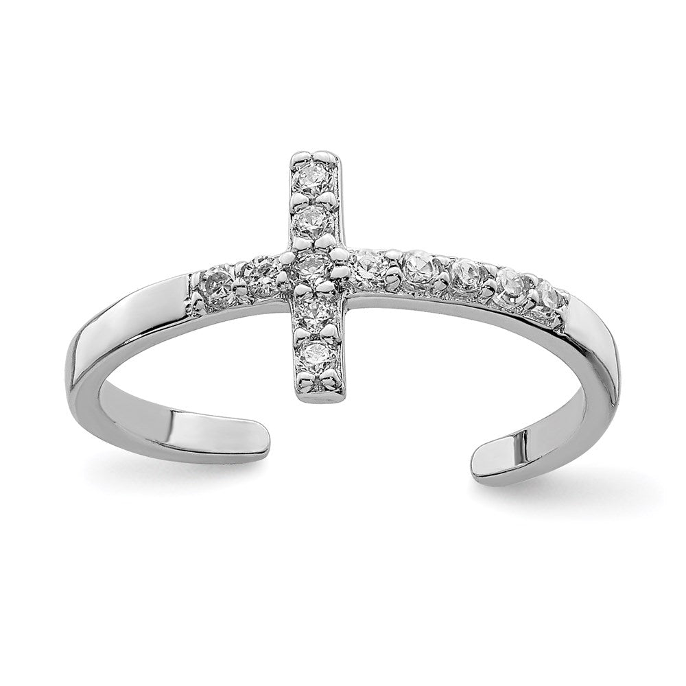Sterlingsilber Rhodiniert Zirkonia Kreuz Zehenring