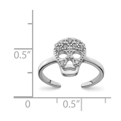 Sterlingsilber Rhodiniert Zirkonia Totenkopf Zehenring