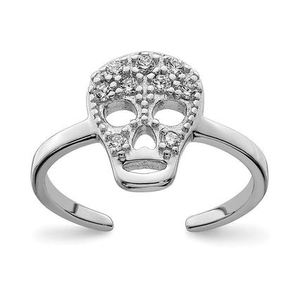 Sterlingsilber Rhodiniert Zirkonia Totenkopf Zehenring